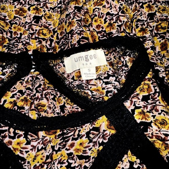 Umgee Boho Chic Lace Floral Sleeveless Dress Size S Keyhole Back Festival Ready - Picture 6 of 7